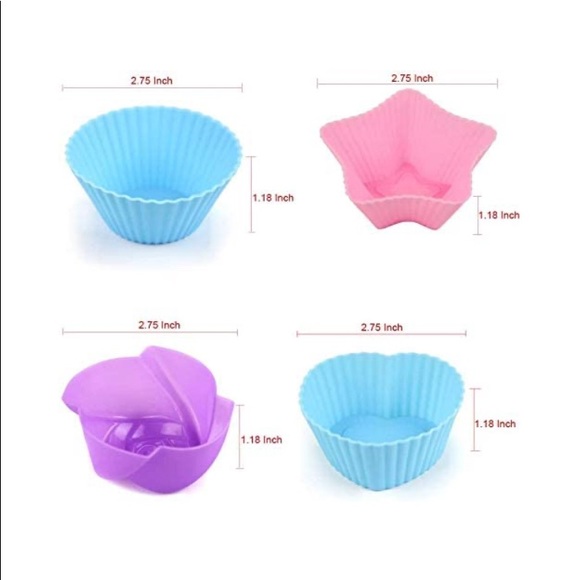 24 Pcs Colorful Silicone Cupcake Liners Reusable Baking Cups - Picture 4 of 6